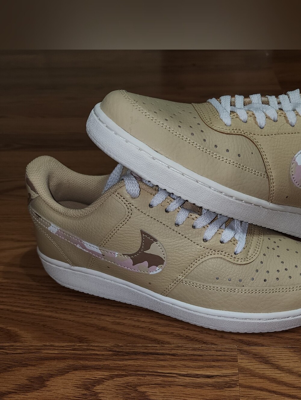 Nike Court Vision Low Womens 8 Sesame Pink Camo DX3734-200 Sneakers Shoes